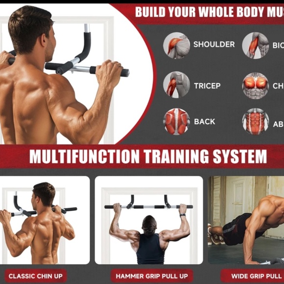 Pull Up grip Bar hanging Door frame 350 lb Capacity Sturdy Construction Home Gym - Picture 2 of 9